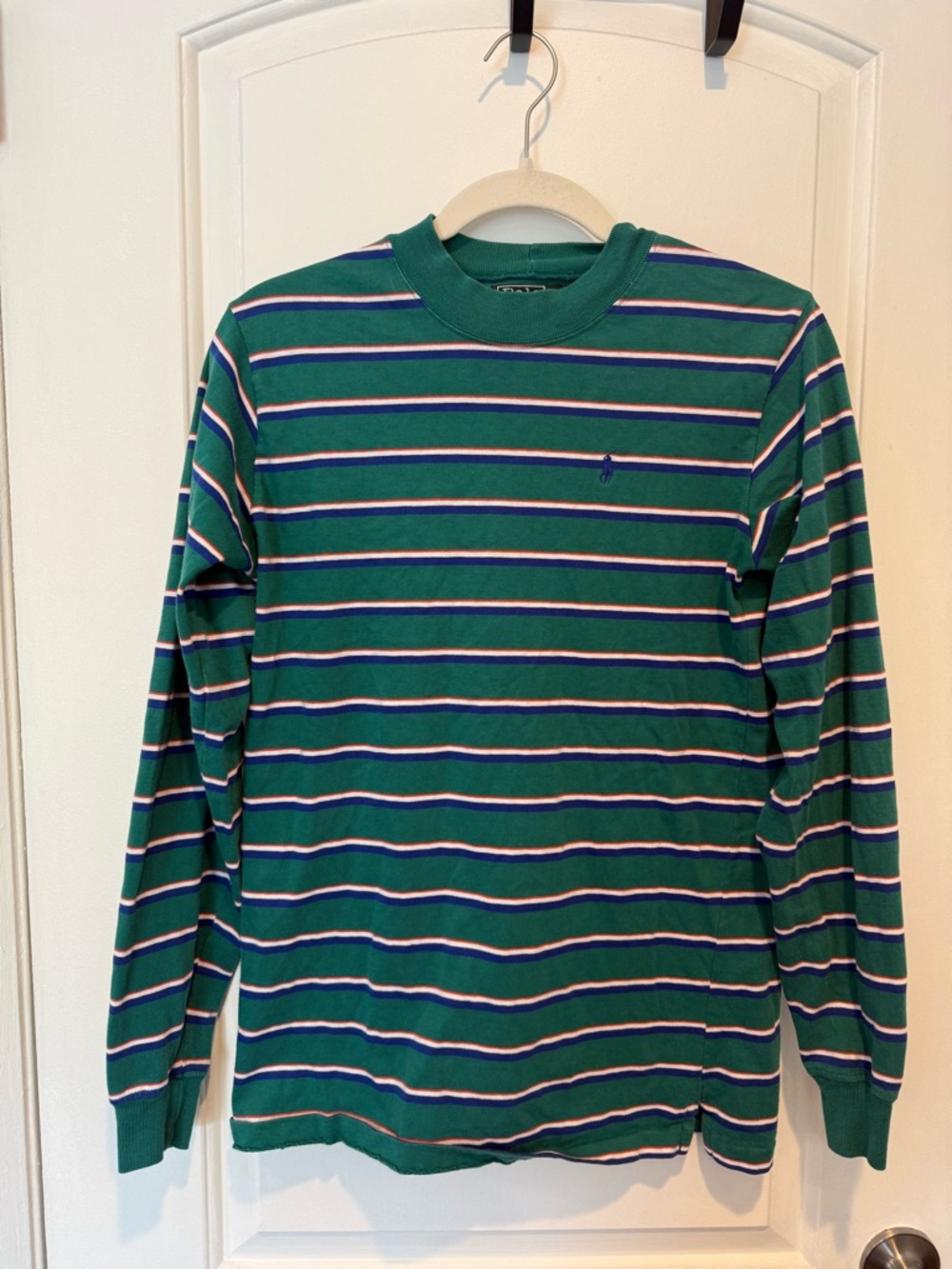 Vintage Polo Green Striped Long-Sleeve Crewneck Shirt
